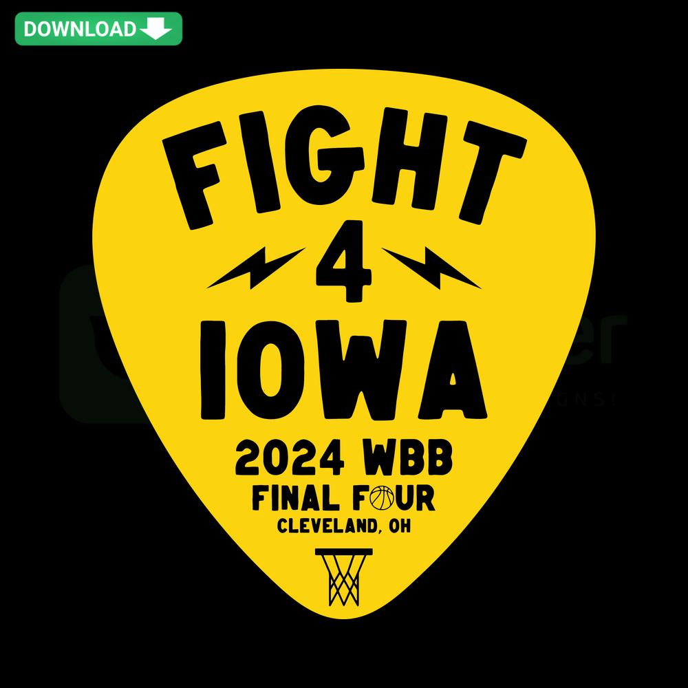 Fight 4 Iowa 2024 Women's Basketball SVG Download, vibrant black and gold design, perfect for Hawkeyes fans and sports enthusiasts