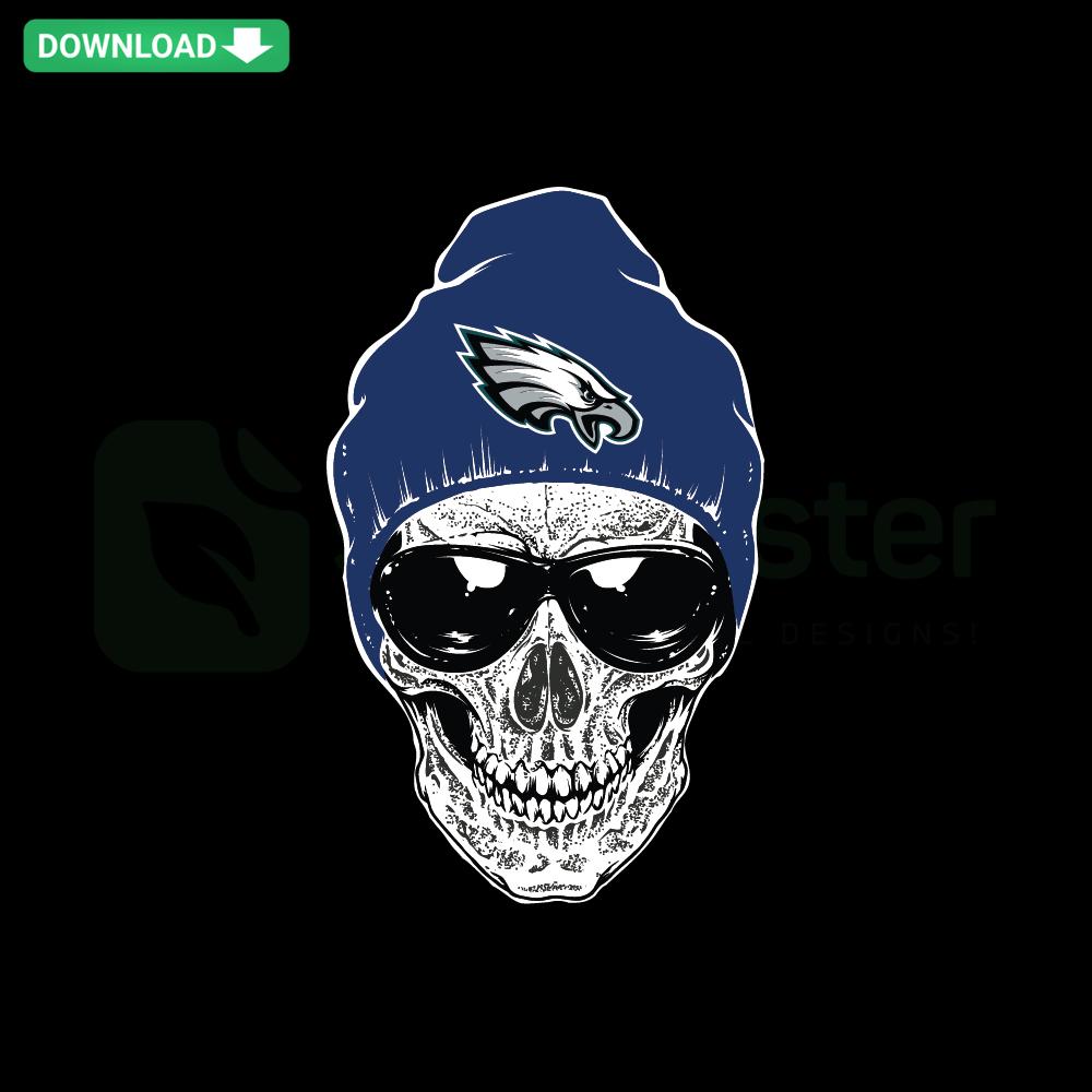 Philadelphia Eagles skull SVG design for Cricut; intricate patterns; perfect for crafts and DIY projects; digital download.