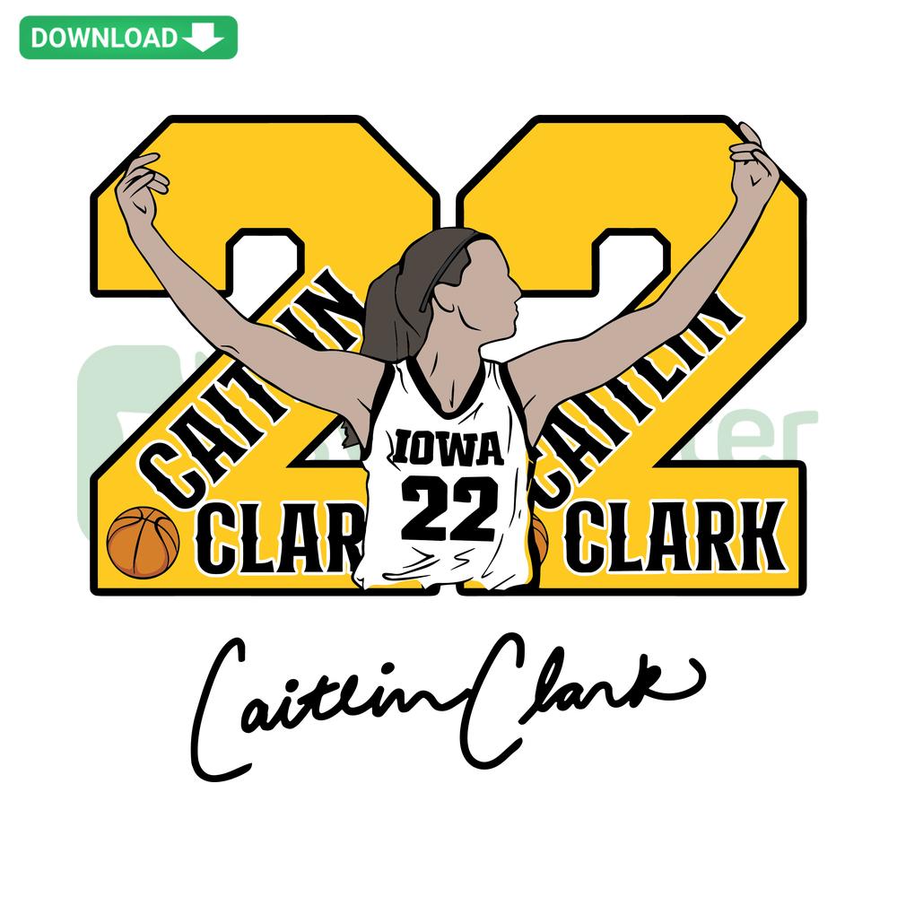 Caitlin Clark Signature 22 SVG, Iowa Hawkeyes Player, SVG Templates for Card Making, Basketball Design, Sport SVG