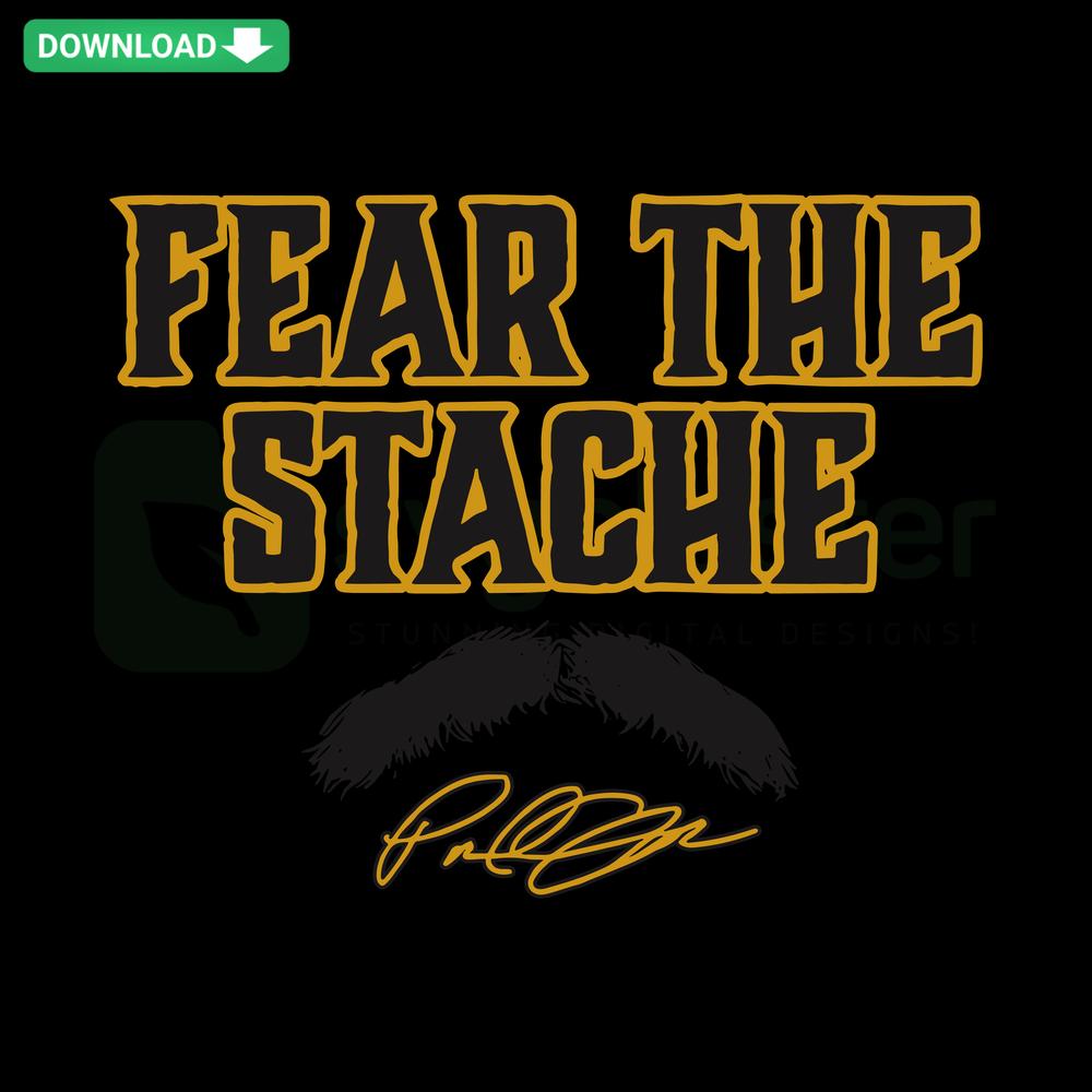 Paul Skenes Fear The Stache Pittsburgh Pirates SVG, bold MLB design, premium SVG file, iconic baseball moustache graphic.