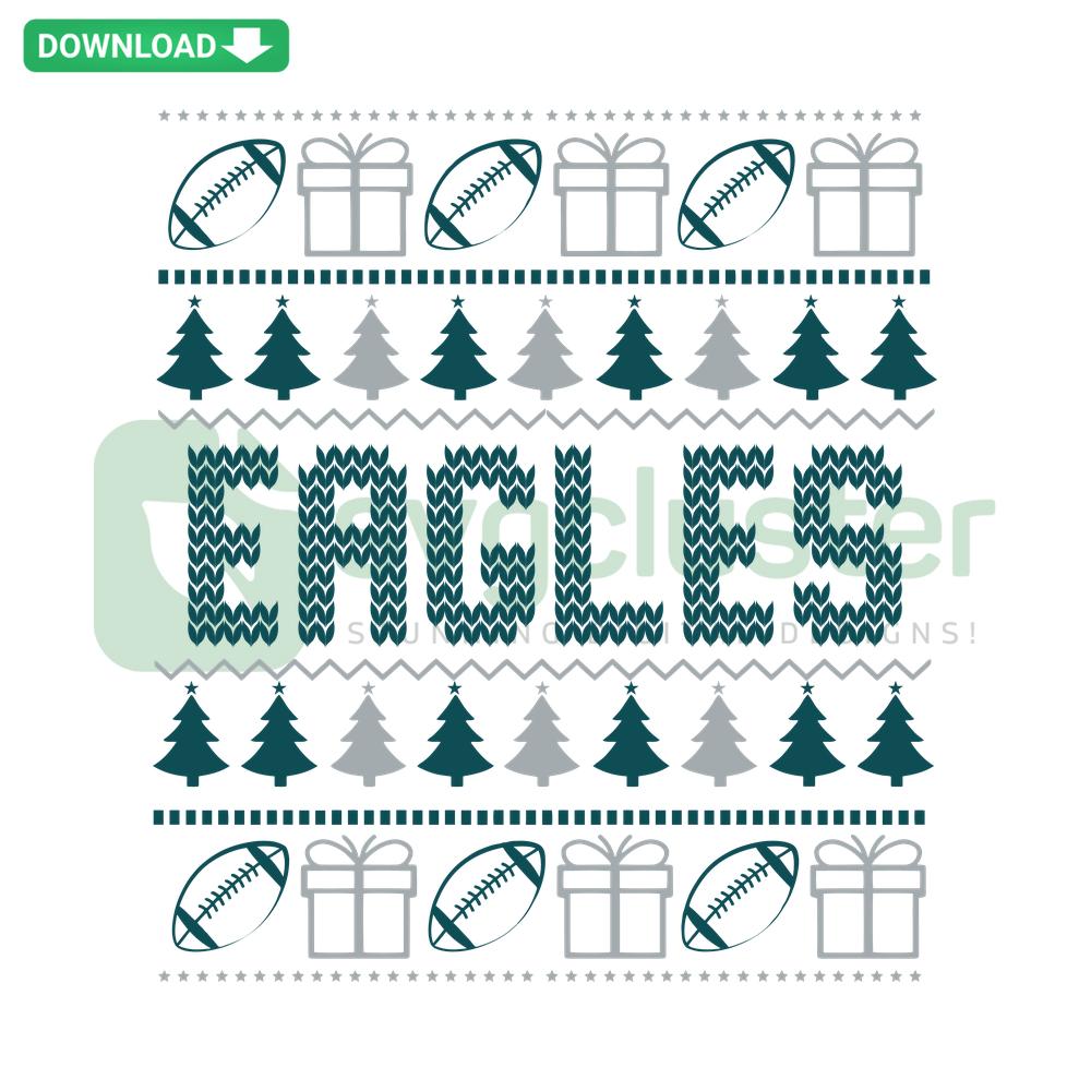 Eagles Football Christmas SVG Digital Download, featuring festive NFL-themed design for Cricut projects, perfect for holiday crafts.