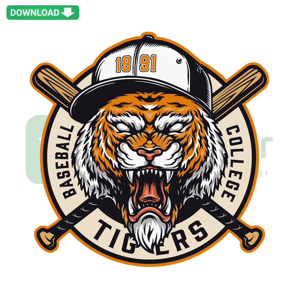1991 LSU Tigers Baseball SVG, vintage college logo for digital wall art download, perfect for fans and sports decor.
