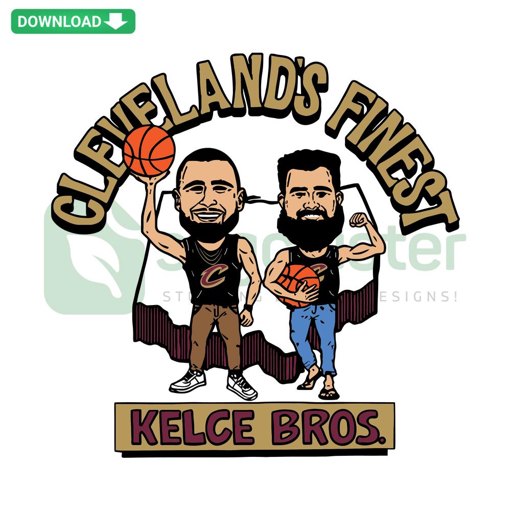 Kelce Brothers Clevelands Finest SVG, digital download with intricate cut file design, ideal for crafting and DIY projects.