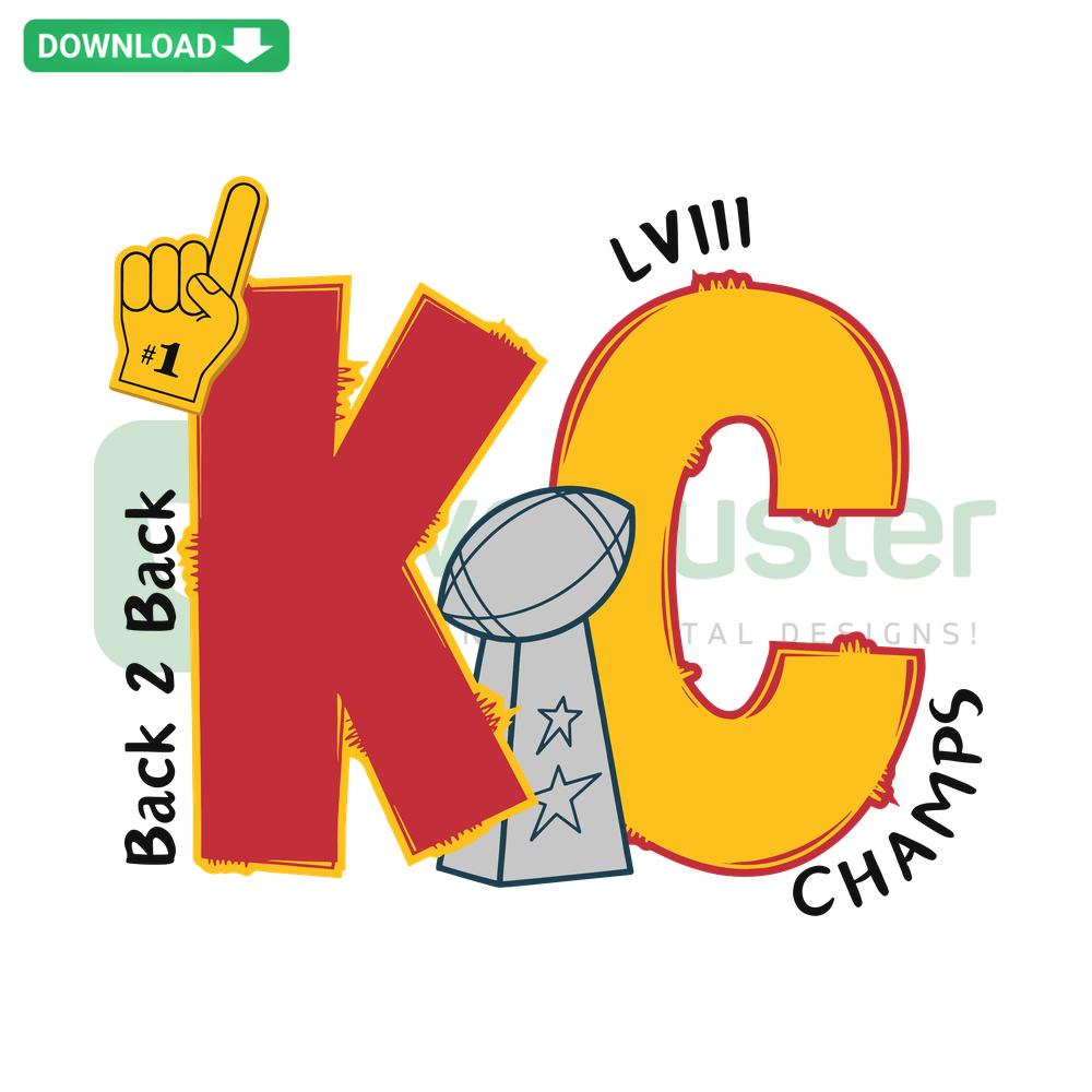 Back 2 Back KC Champs Super Bowl Chiefs Football SVG, SVG File Collection: Celebrate Kansas City Chiefs Victory Design