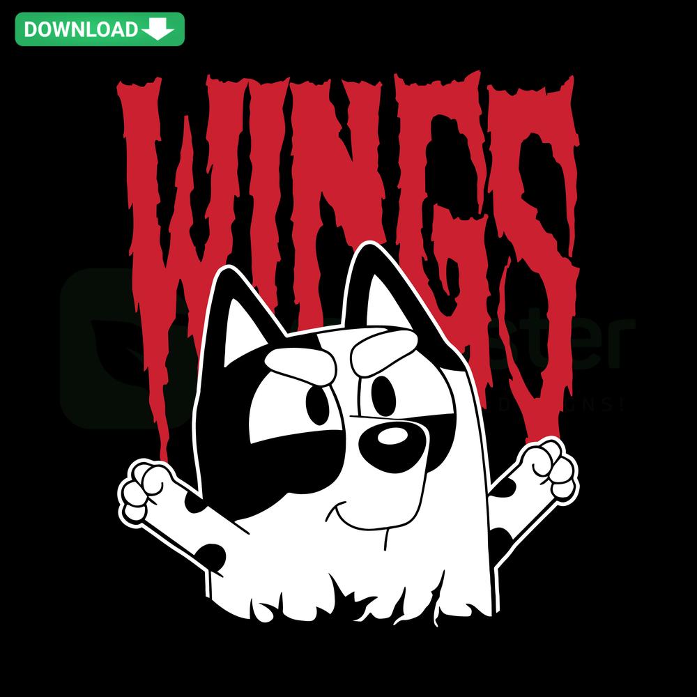 Detroit Red Wings SVG design featuring Bluey Muffin character; perfect for Cricut crafts, NHL fan projects.