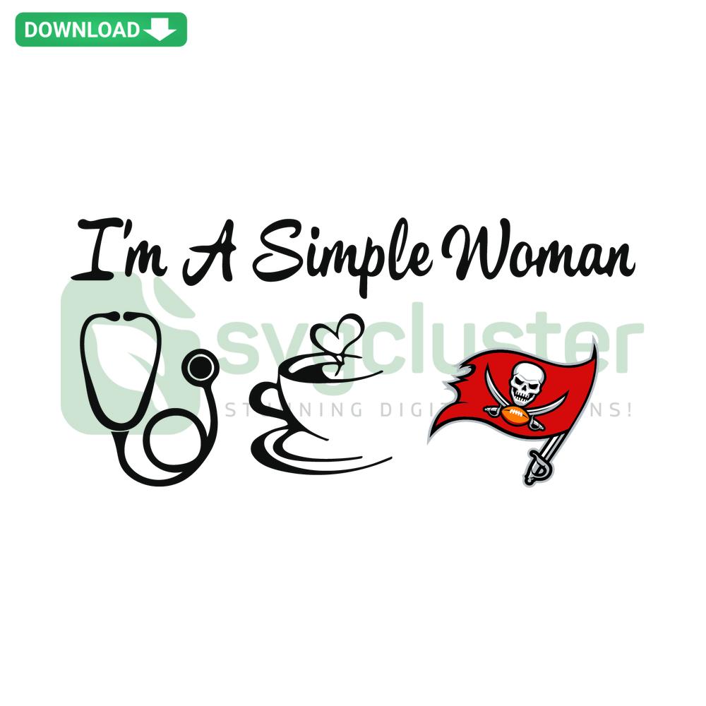 Buccaneers SVG design for crafts; features football theme, intricate patterns, perfect for DIY projects, Simple Woman SVG file.