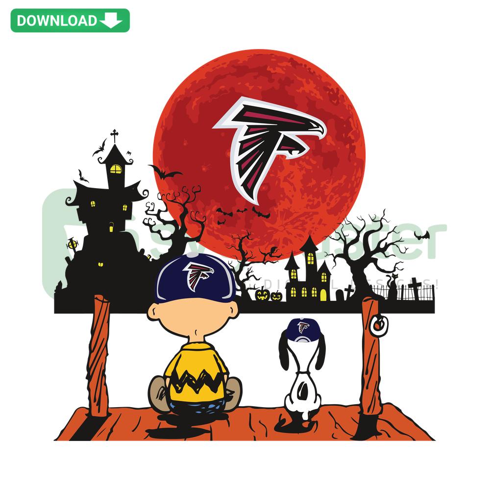 Charlie Brown and Snoopy SVG, Atlanta Falcons-themed wall art design, ideal for fans, perfect for creative decor projects.