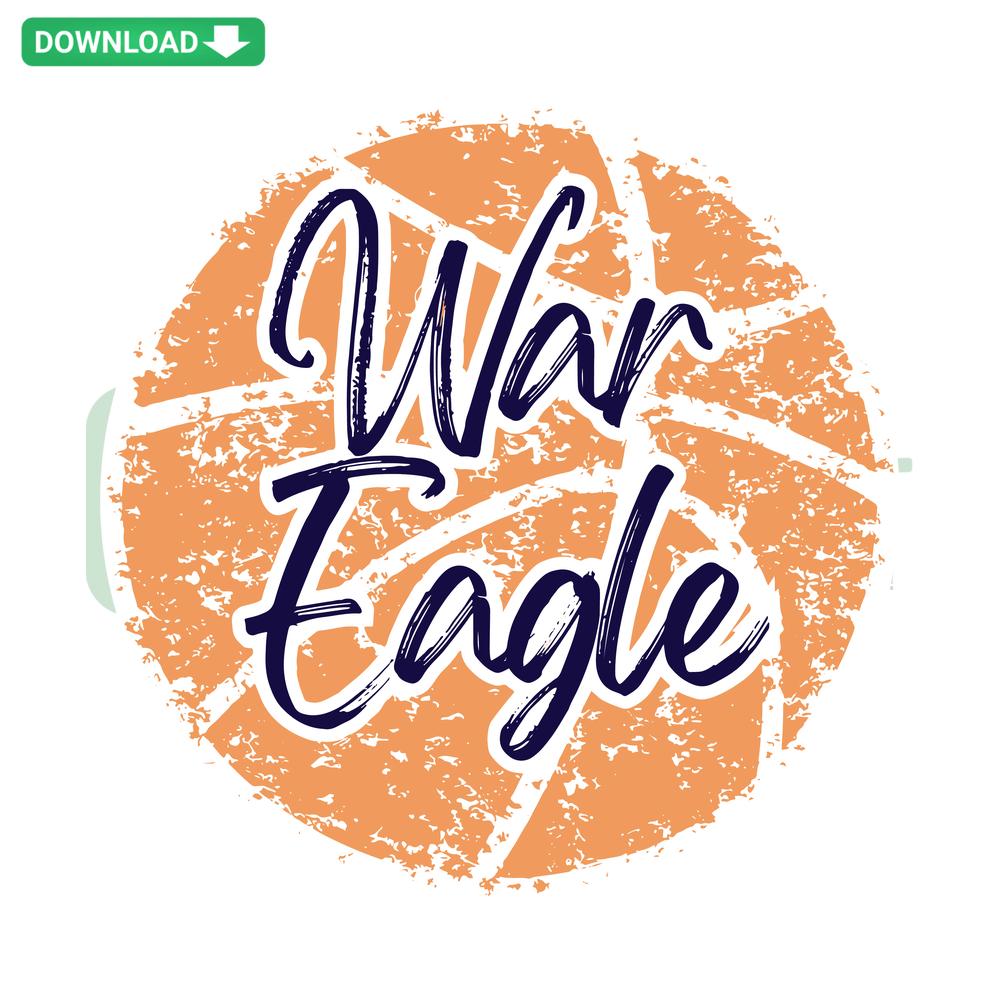Retro War Eagle Basketball NCAA SVG Digital Download featuring vintage eagle and basketball design, ideal SVG files for wall art.