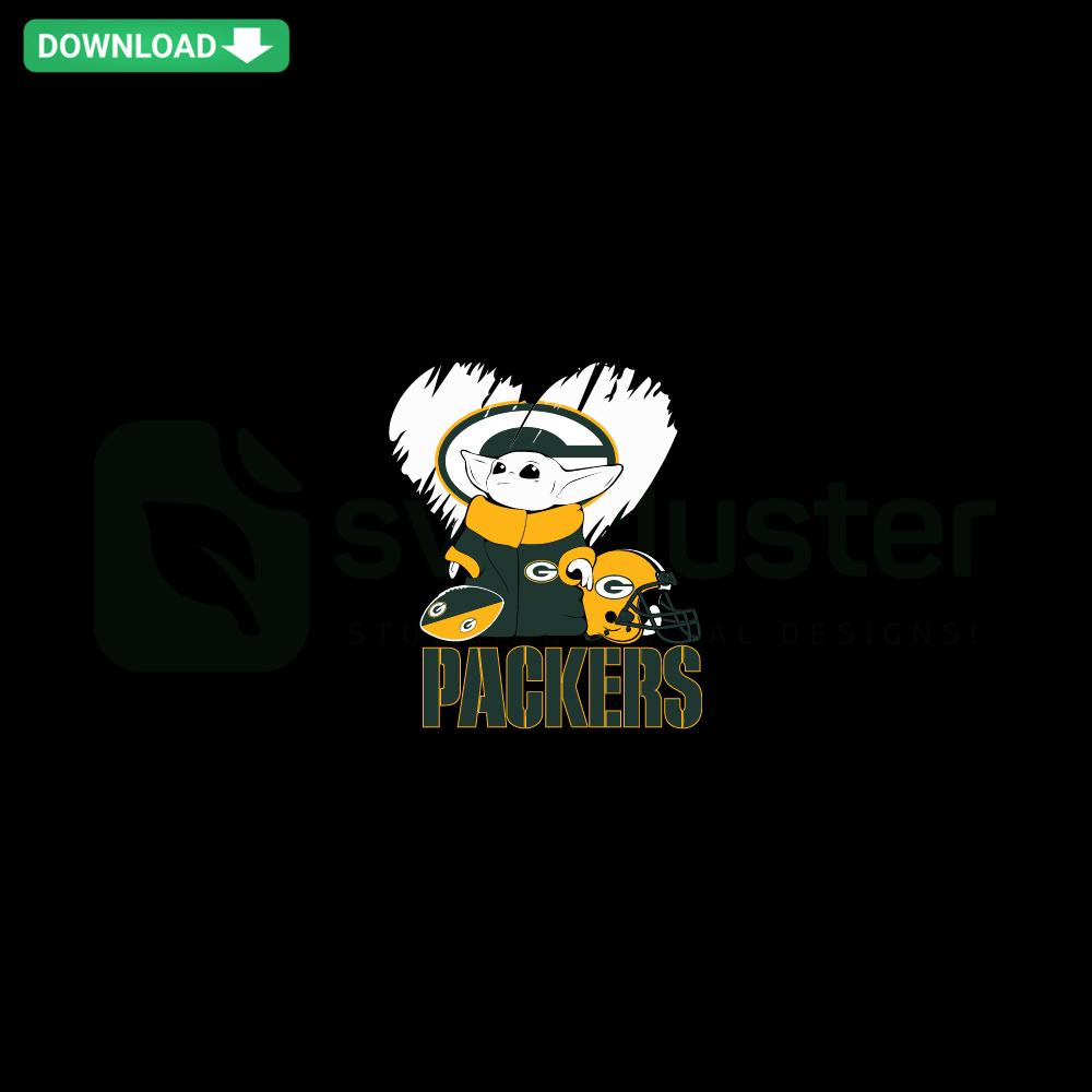 Baby Yoda in Green Bay Packers gear SVG, perfect for fans; digital download, cute design for crafting and DIY projects.