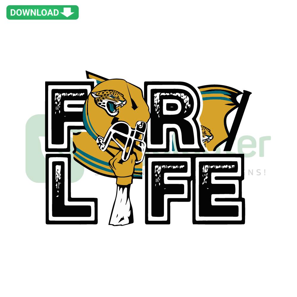 Jacksonville Jaguars For Life NFL SVG design, bold teal and gold colors, unique football-themed digital download, fan art.