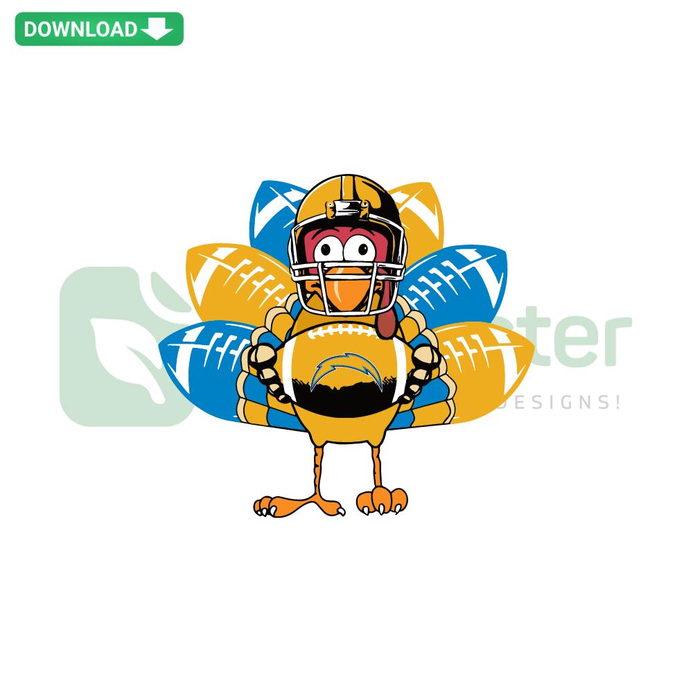 Los Angeles Chargers Turkey SVG Design for Wall Art, NFL Football Team, Thanksgiving Decor Digital Download.