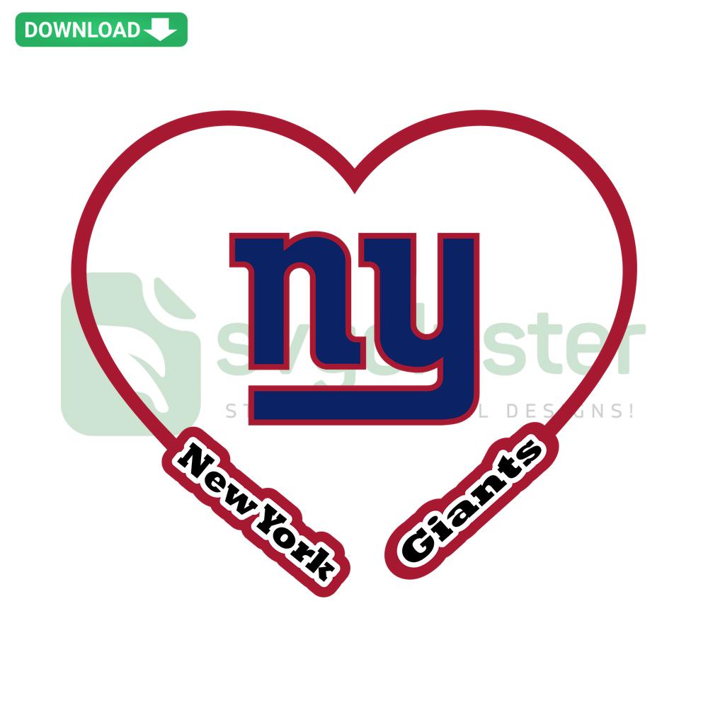 New York Giants Heart SVG, Football Logo with Heart Design, Cut Files for Cricut Silhouette, Digital Download