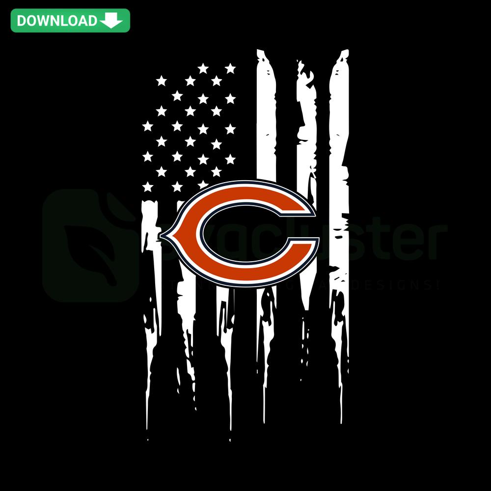Chicago Bears American Flag Logo SVG, featuring a blend of Bears logo and U.S. flag elements, vibrant downloadable design.