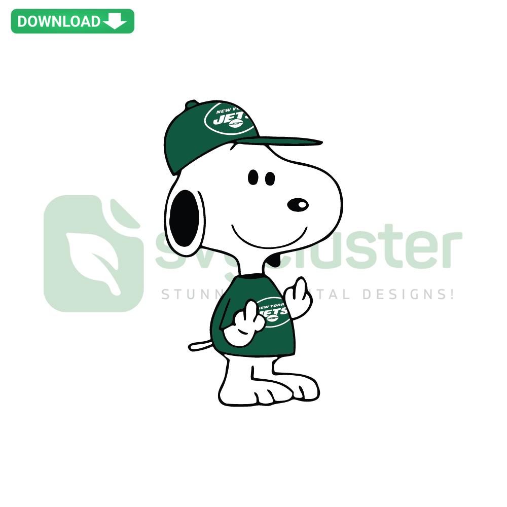 Snoopy wearing New York Jets attire SVG, perfect for Cricut projects, instant digital download, creative fan design.