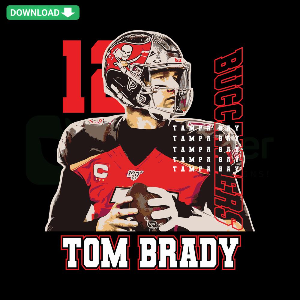 Tom Brady Buccaneers SVG, editable football player silhouette with team colors, perfect for crafting, sports decor, and fan projects.