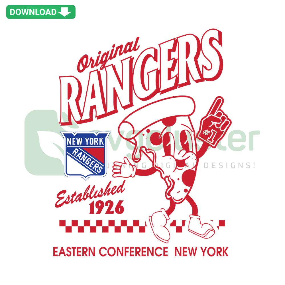 New York Rangers Eastern Conference NHL SVG, featuring team logo and text design in vibrant red, white, and blue colors.
