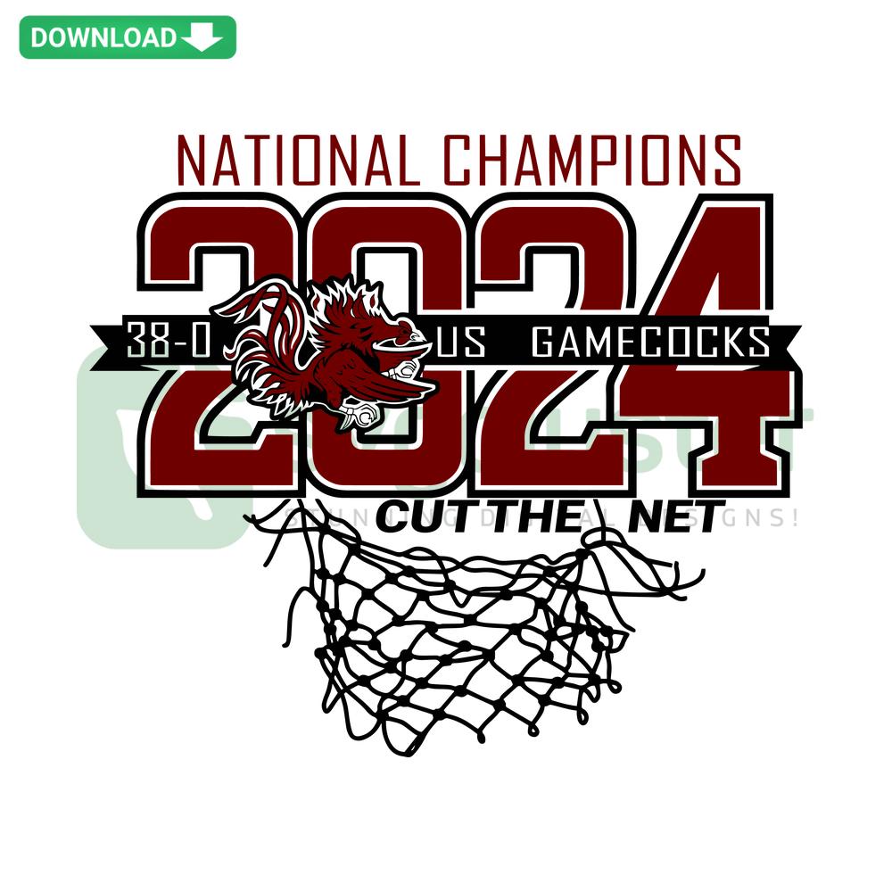 National Champions 2024 Gamecocks Basketball SVG, Cut The Net design, SVG Templates for Cardmaking, College Victory Celebration