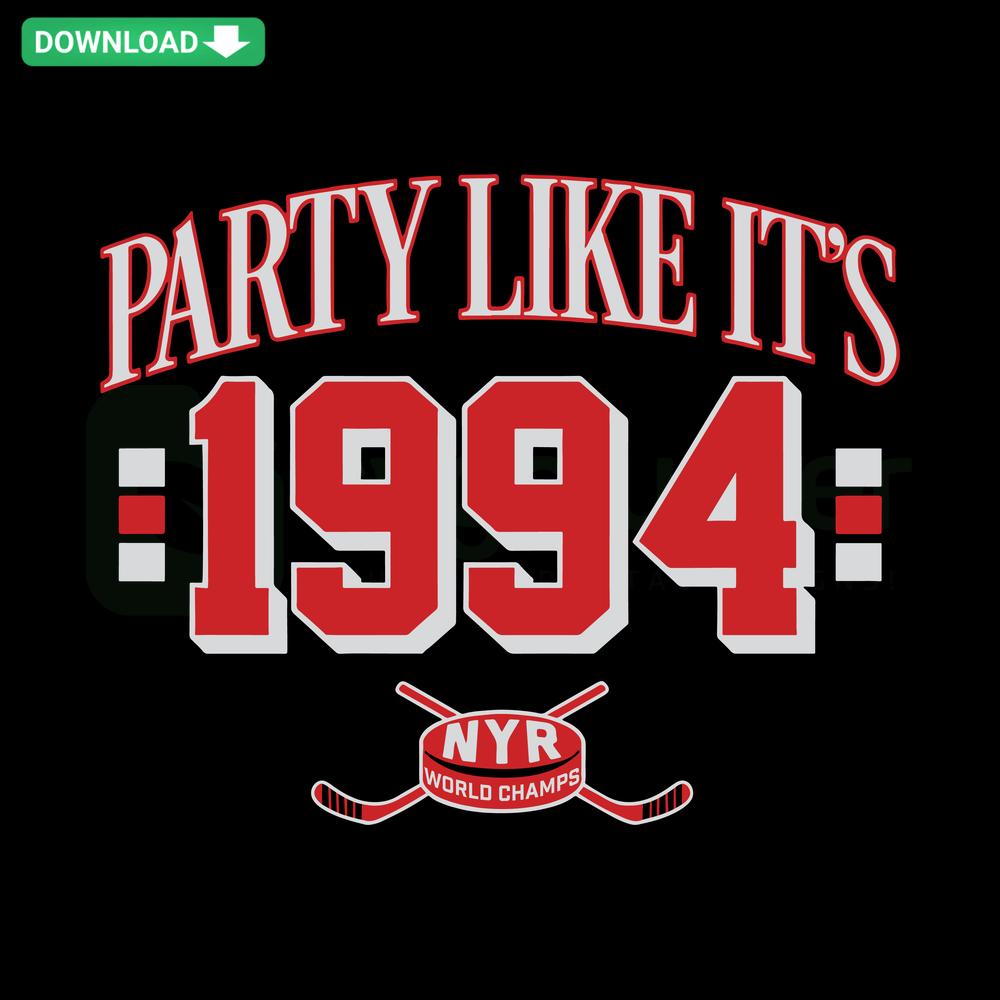 Retro New York Hockey Party 1994 SVG, Vibrant Home Decor Design Download, Nostalgic Sports Theme, Digital Creative Artwork