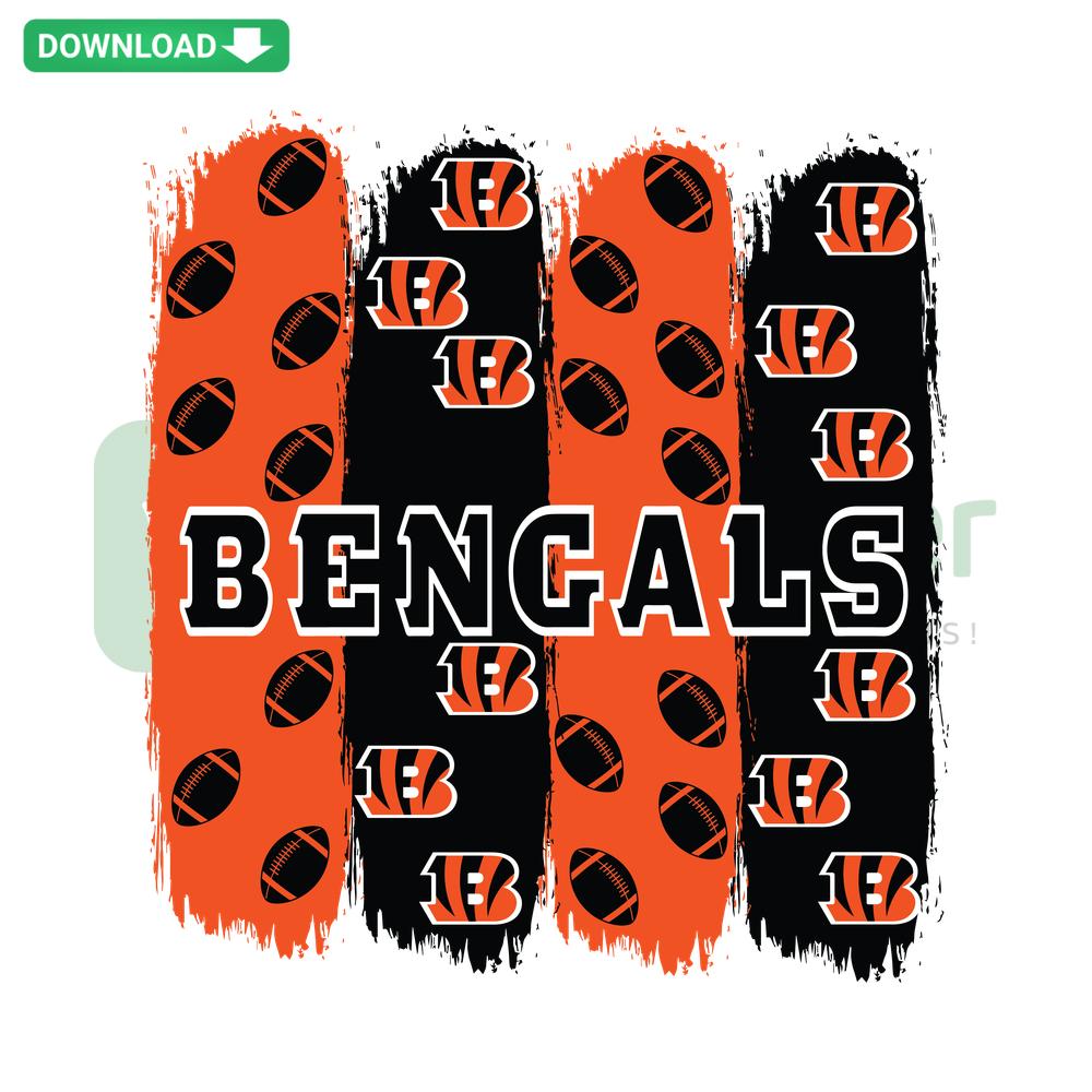 Cincinnati Bengals football pattern SVG with helmet, logo, tiger stripes; ideal for crafting and design projects.