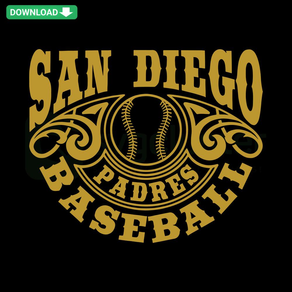 Vintage Retro San Diego Padres Baseball SVG design featuring a classic baseball emblem, perfect for custom SVG files and crafting.