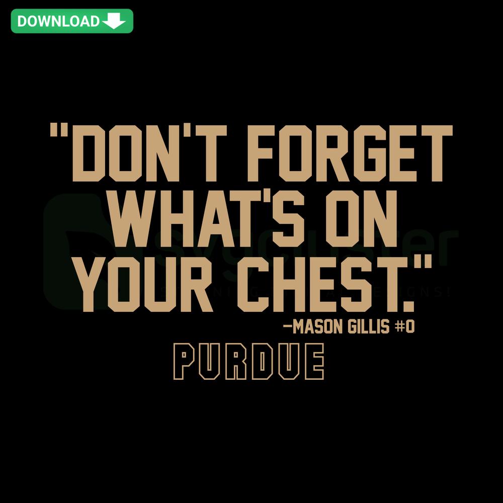 Purdue Basketball Mason Gillis SVG design featuring jersey chest graphic, download high-quality SVG images.