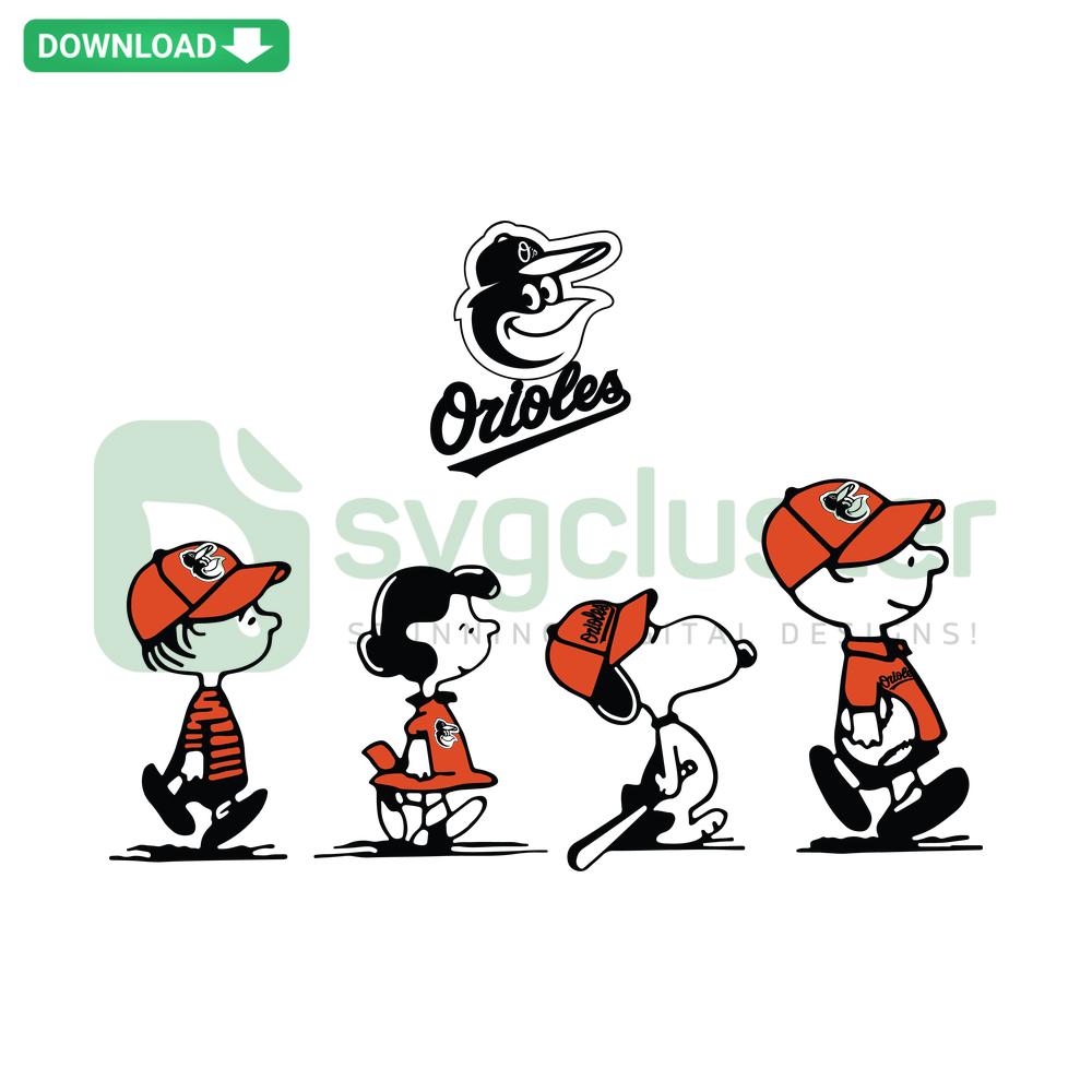 Peanuts Baltimore Orioles Baseball SVG; Editable Cricut Design, Charlie Brown batting, Orioles colors, digital download.