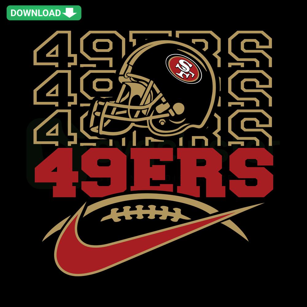 Vintage San Francisco 49ers helmet SVG digital design, perfect for Cricut projects, featuring classic gold and red team colors.