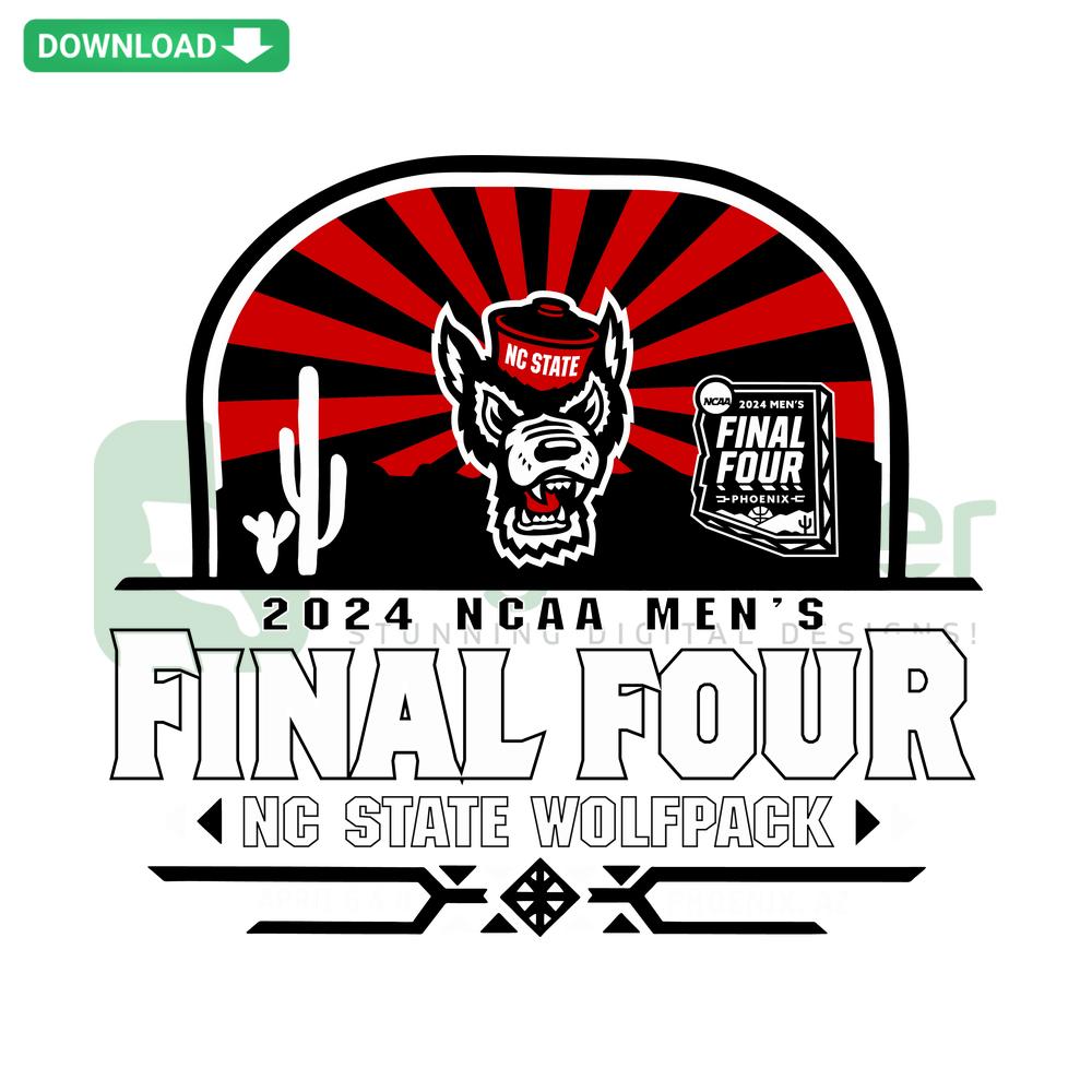 NC State Wolfpack 2024 Final Four SVG Digital Download featuring bold team logo in red and white for crafting projects.