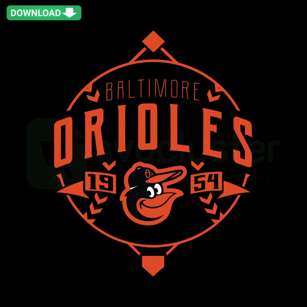 1954 Baltimore Orioles Baseball Logo SVG, vintage design, digital download, SVG templates for Cricut cutting, retro sports graphic.