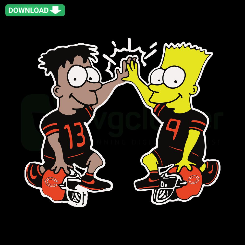 Simpson Chicago Bears SVG Design: Bart in Bears Jersey, Premium SVG Files for Designers, Football Theme