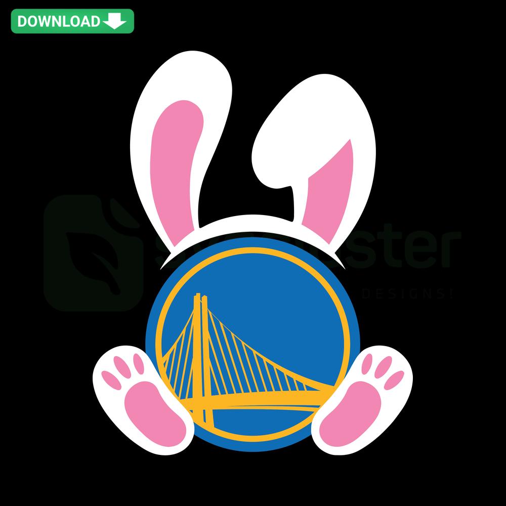 Golden State Warriors Easter Bunny SVG, featuring a bunny wearing team colors and logo; perfect for custom DIY crafts.