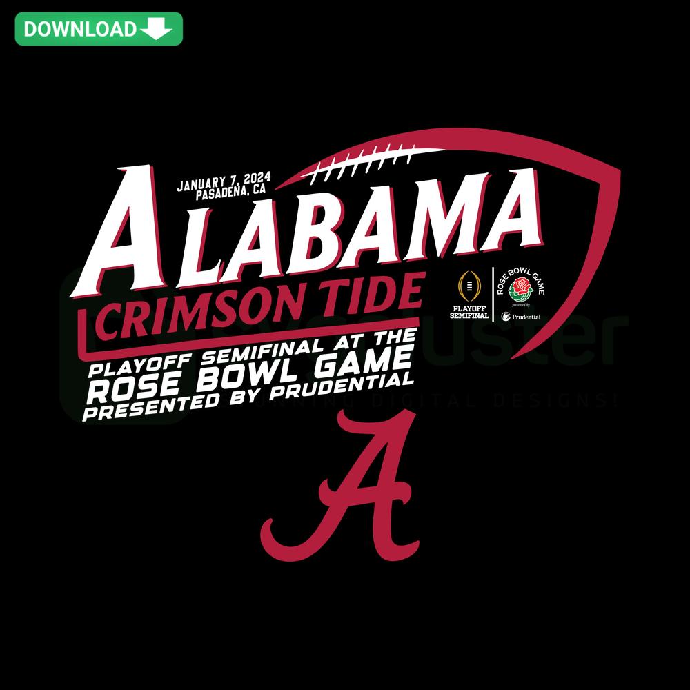Alabama Crimson Tide Rose Bowl SVG, Cricut Files; vibrant team logo with roses, perfect for crafts, sports fans, digital download.