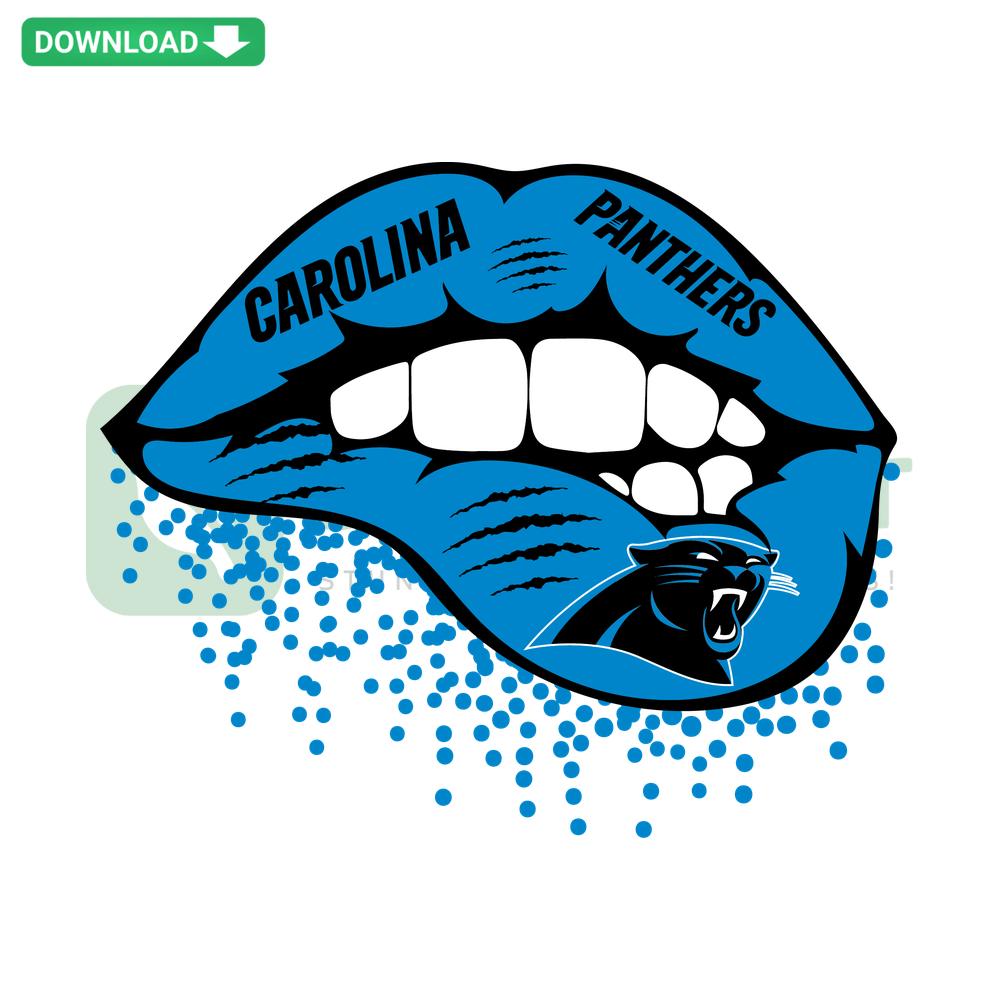 Carolina Panthers Inspired Lips SVG with blue, black, and silver color tones, ideal for Cricut projects and editable design needs.