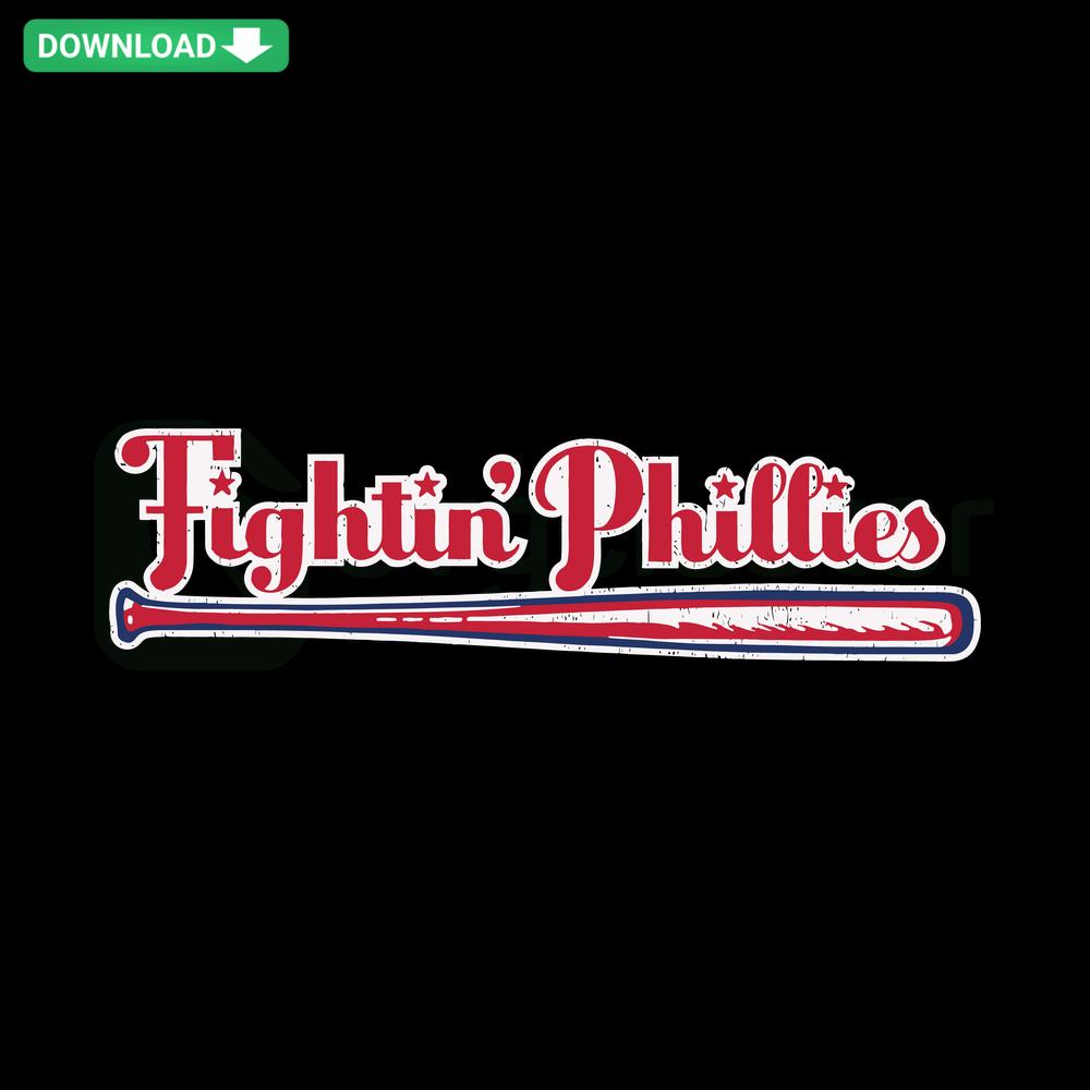 Fightin Philadelphia Phillies MLB Team SVG featuring team logo, stylized text. Perfect for T-shirt designs and fan apparel.