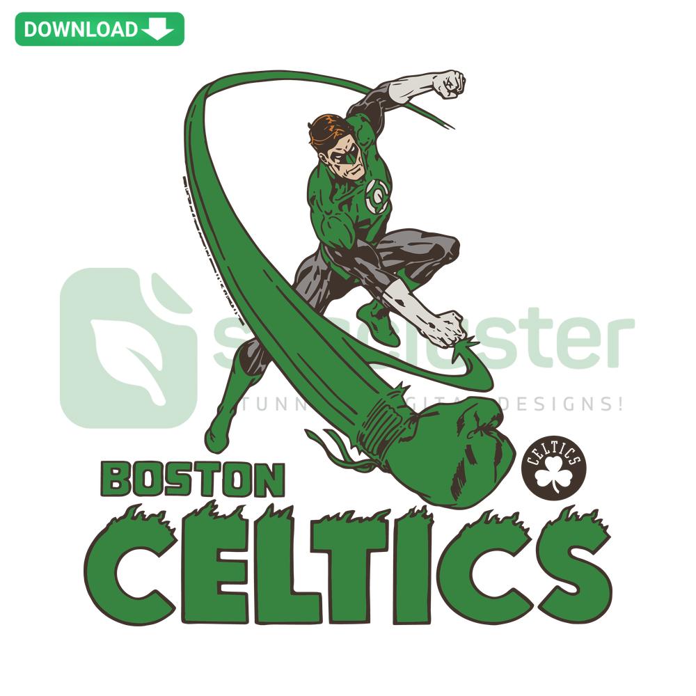 Green Lantern & Boston Celtics SVG Design, High-Quality Vector Art, Sports-Comic Mashup, Basketball Team, Digital Download