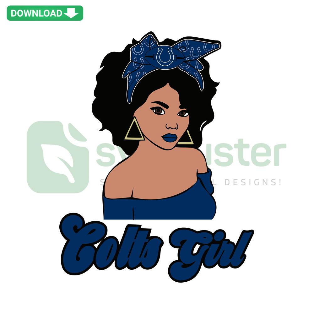 Colts Girl SVG Clip Art: Cheerleader with Pom-Poms, Blue & White-Colored Sports Team Spirit, Digital Download File