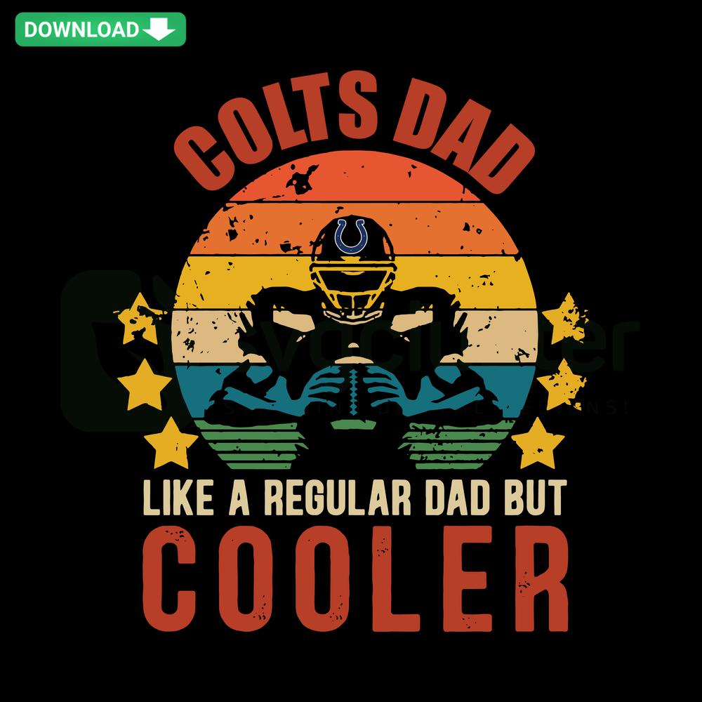 Colts Dad Like A Regular Dad But Cooler SVG design, blue text with horseshoe graphic, perfect for football fans, instant download
