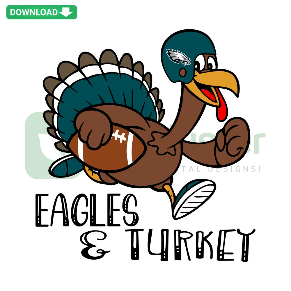 Eagles Football Turkey SVG design for Cricut; seasonal sports-themed template, perfect for Thanksgiving crafts and projects.