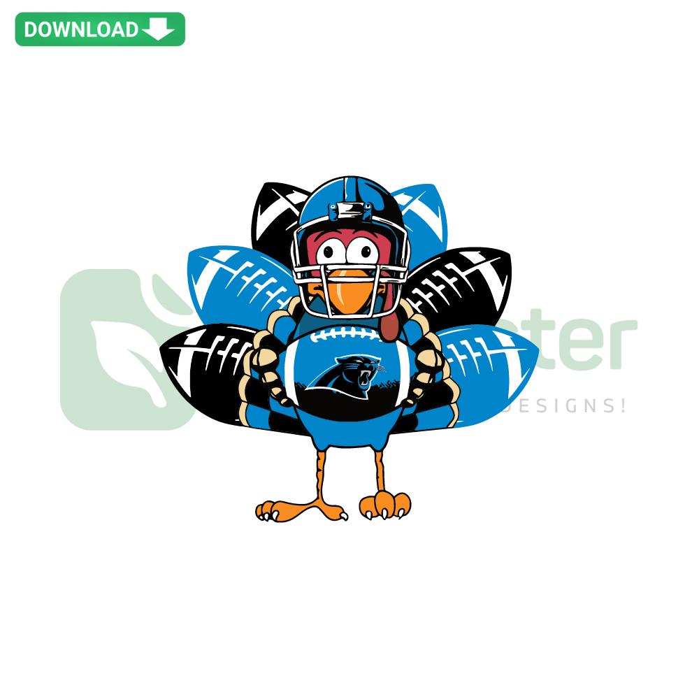 Carolina Panthers Turkey SVG, Thanksgiving football design, commercial-use SVG download, NFL team logo with turkey elements.