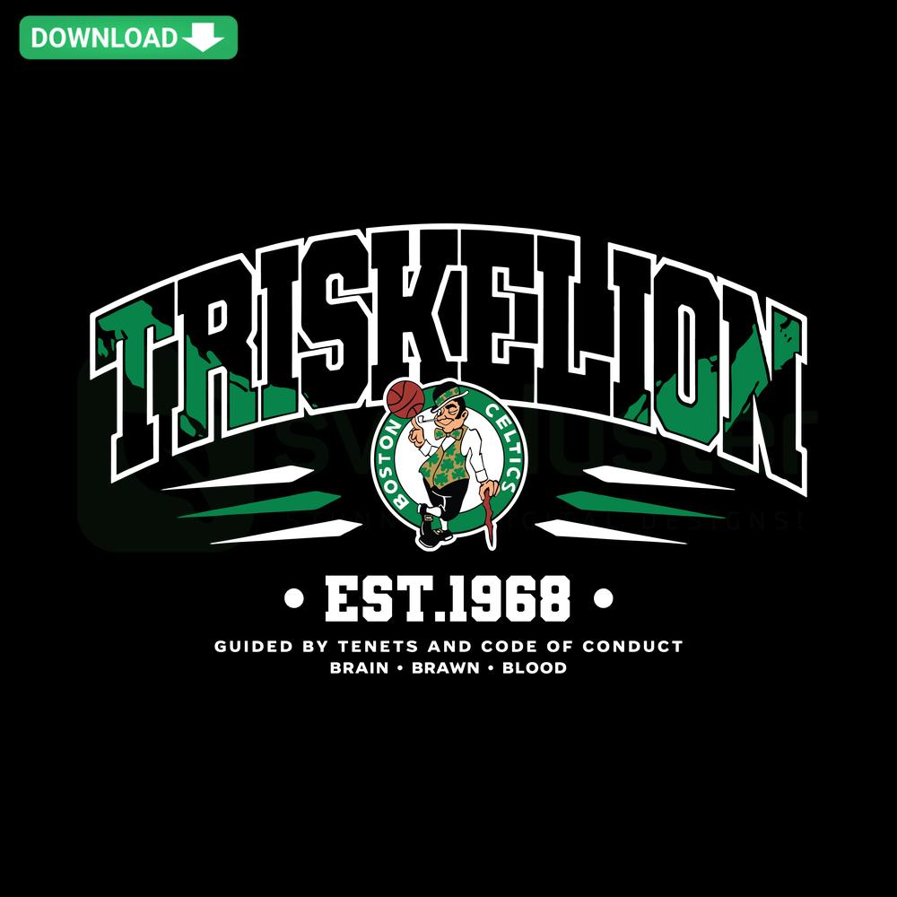 Triskelion Boston Celtics 1968 SVG, vintage design ideal for craft projects, digital download, perfect for NBA fan decor.