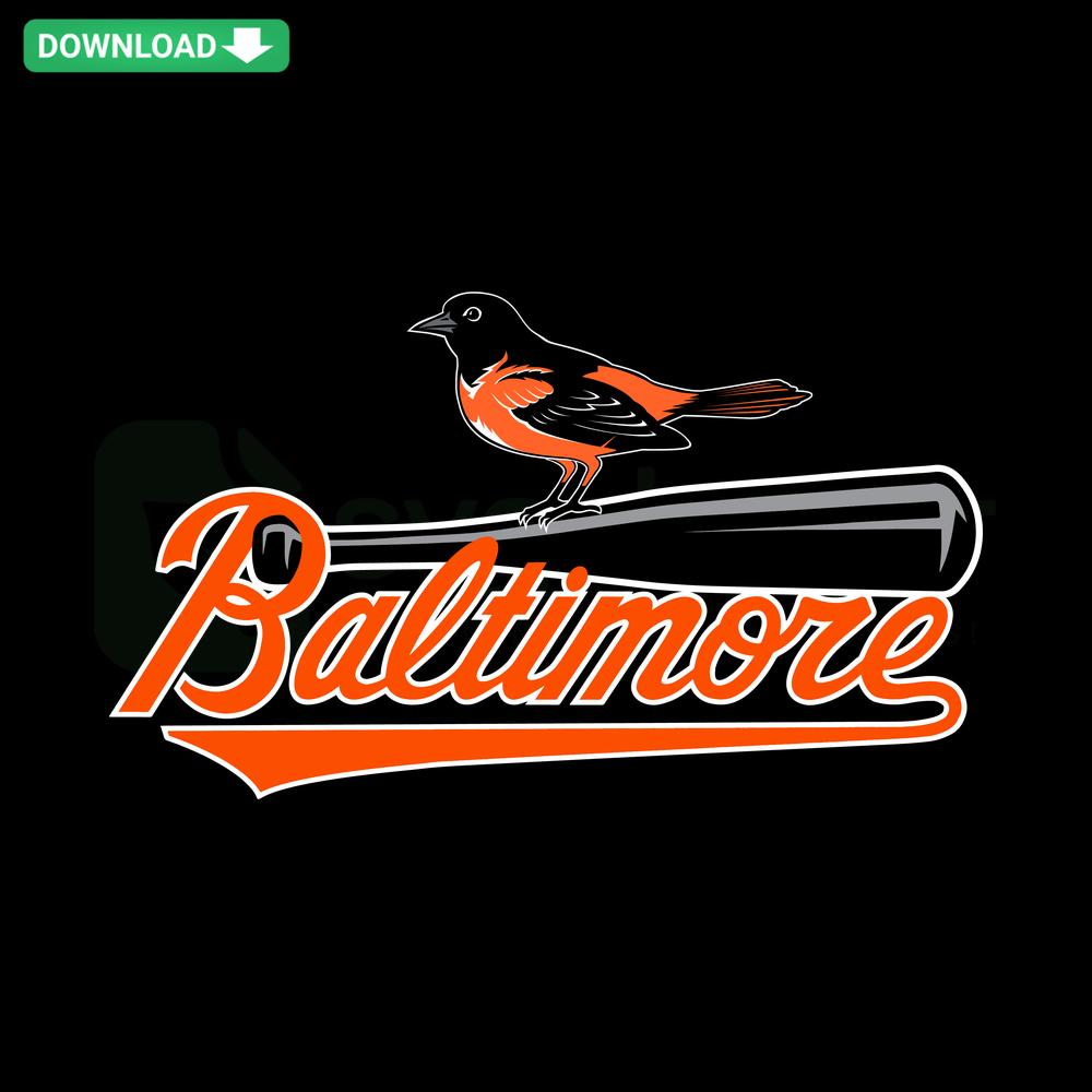 Baltimore Baseball SVG: Bird Holding Bat, MLB Digital Download, Cut Files for Cricut, Baseball Team Logo