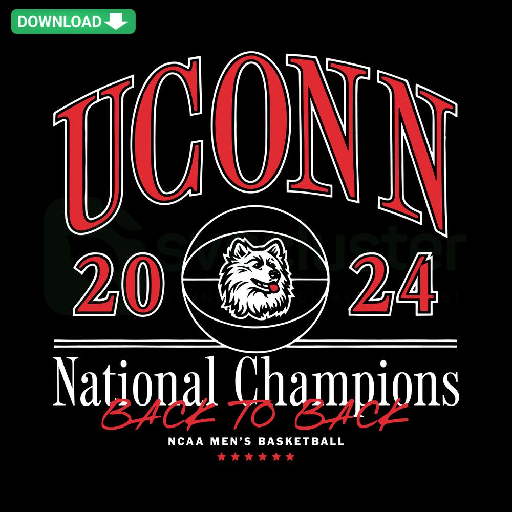 UConn Basketball 2024 National Champions Back 2 Back SVG, Instant Cricut Download, Celebrate Victory with UConn SVG Design