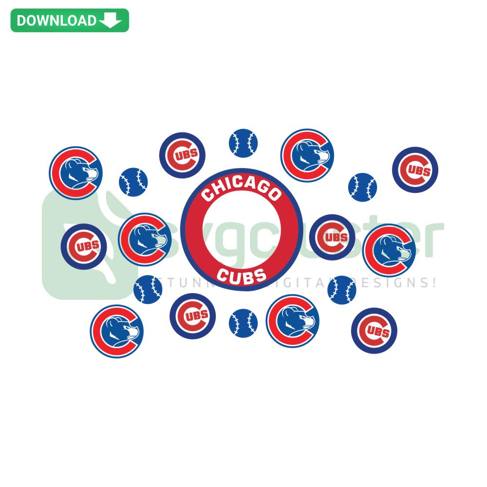 Chicago Cubs Starbucks Full Wrap SVG design featuring team logo, perfect for Cricut projects; instant download, sports-themed craft.