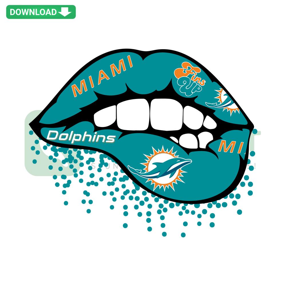 Miami Dolphins Sexy Lips SVG Design, Instant Download, Colorful Lips with Team Logo, SVG Files for Cricut, Sports Fan Art