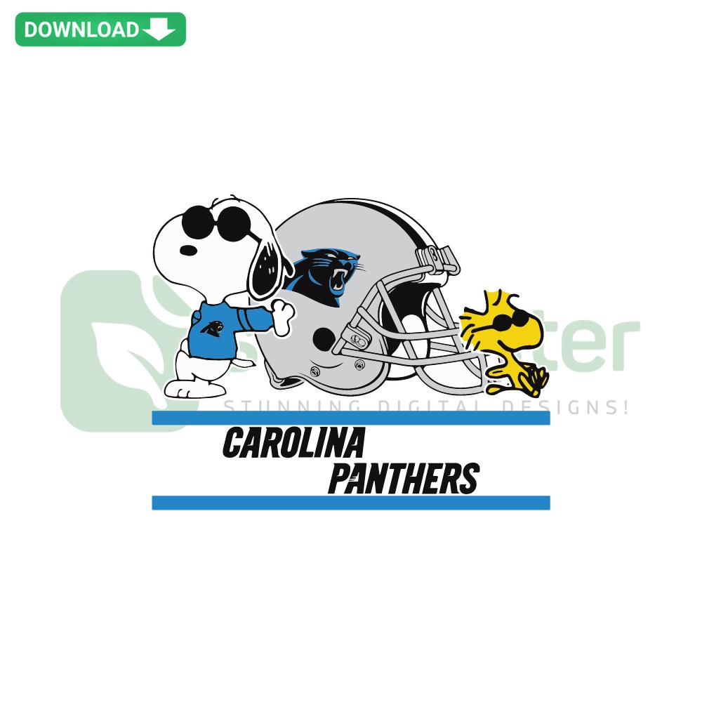 Carolina Panthers Snoopy Woodstock SVG with team logo, perfect for T-shirt designs.