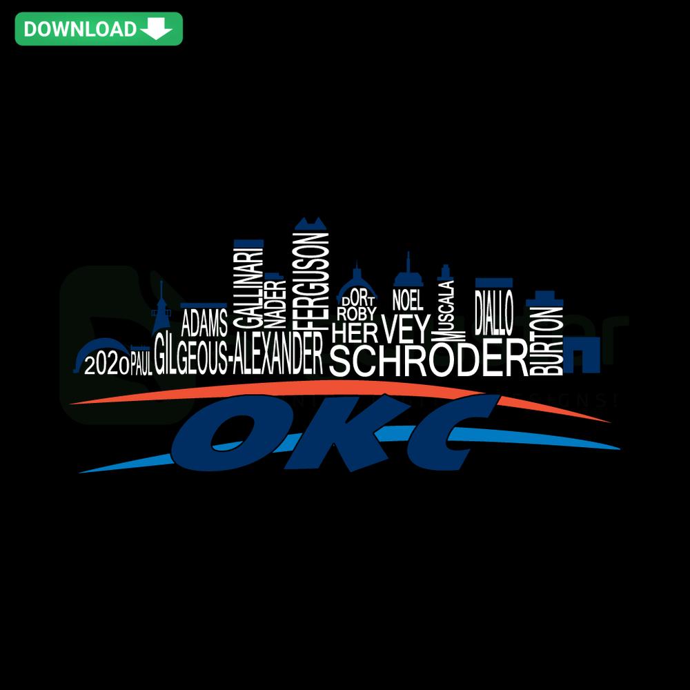 Oklahoma City OKC Skyline Names SVG, Cricut Ready design featuring iconic city skyline and text, perfect for cutting projects.