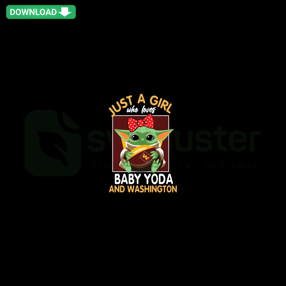 Baby Yoda with Washington Football Team logo SVG, perfect for Star Wars and NFL fans, ideal for Cricut cutting projects.
