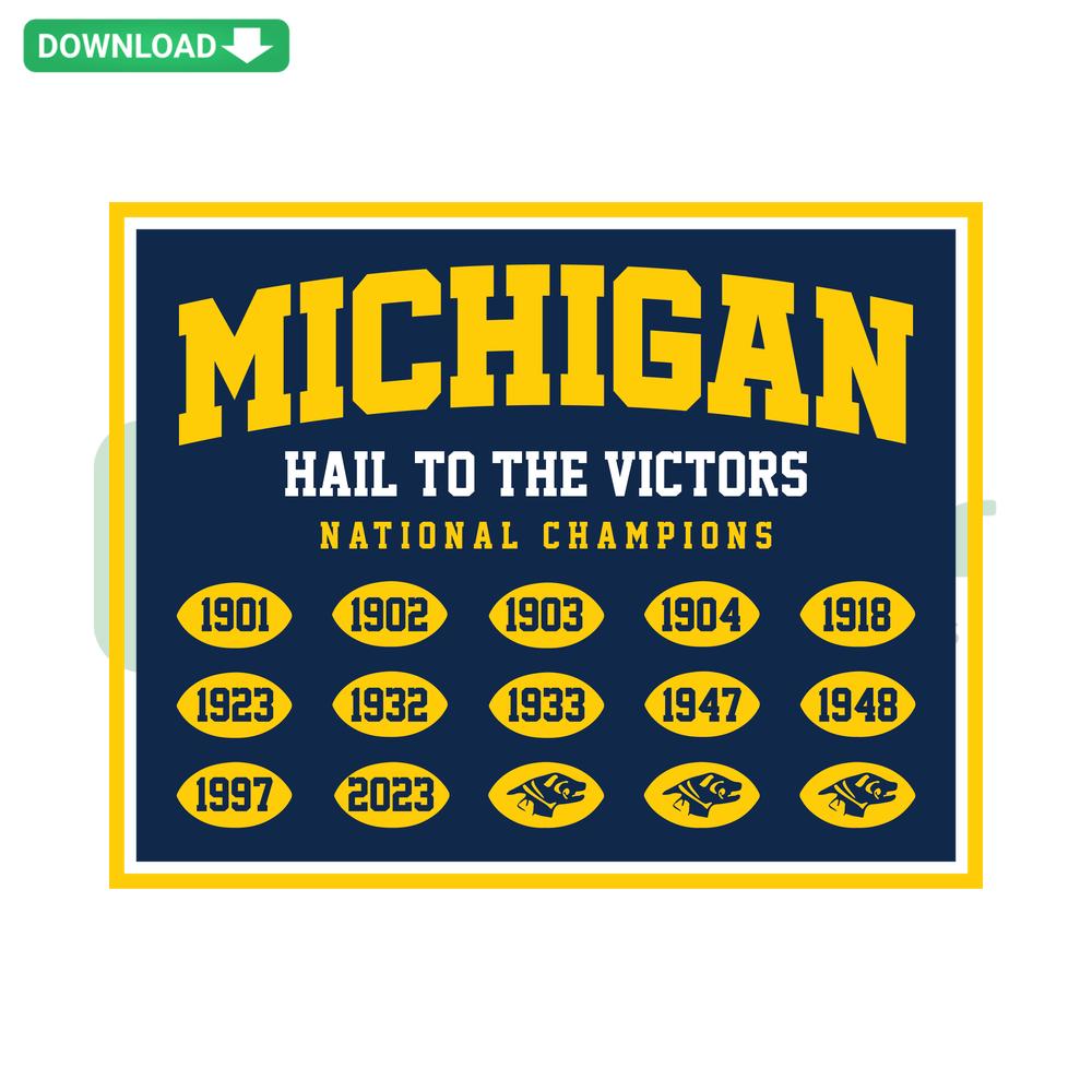 Michigan Hail To The Victors Champions SVG, Vintage Blue-Gold Design for Instant Download, Ideal for Fans & DIY Projects.