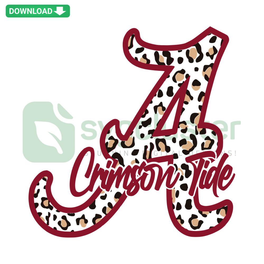 Alabama Crimson Tide Leopard Pattern SVG, unique leopard print design, perfect for wall art, svg files, Roll Tide art decor.