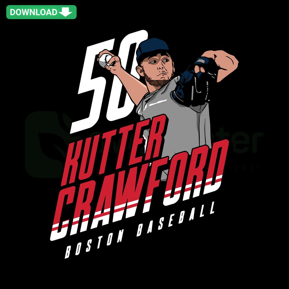 Kutter Crawford Boston Baseball SVG Digital Download: Printable SVG featuring player's name, team colors, and baseball motifs.